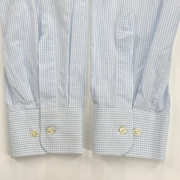 Quiet Luxury Valentino Roma Dress Shirt Men’s XL Blue Micro Check Woven - Picture 10 of 16